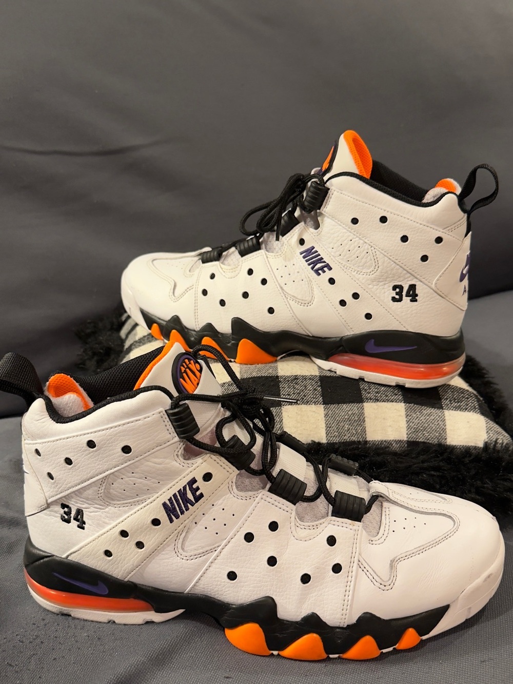 Nike White Black Orange High-Top Basketball Shoes